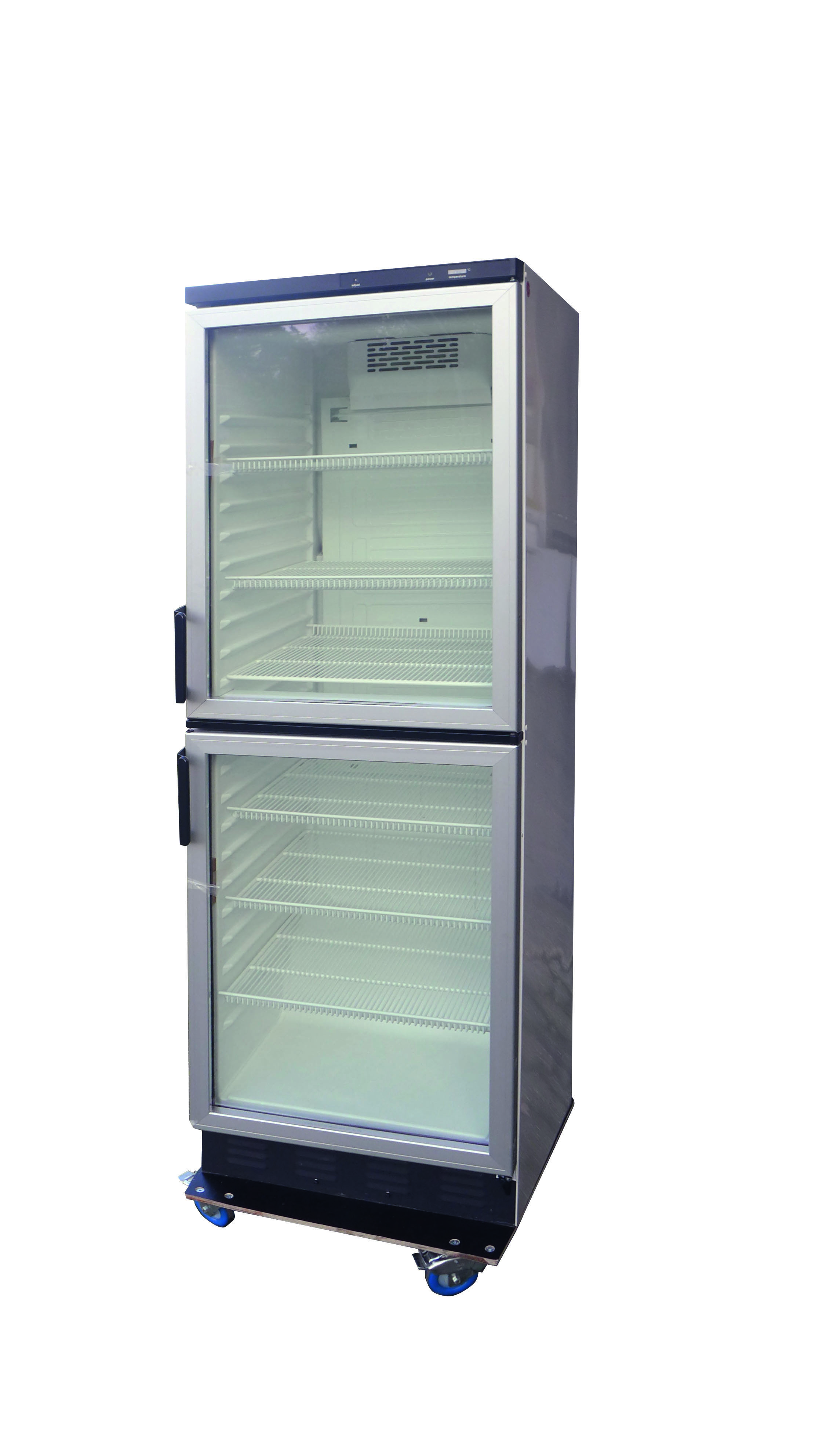 Flaschenkühlschrank mit 2 Glastüren inkl. 4 Böden